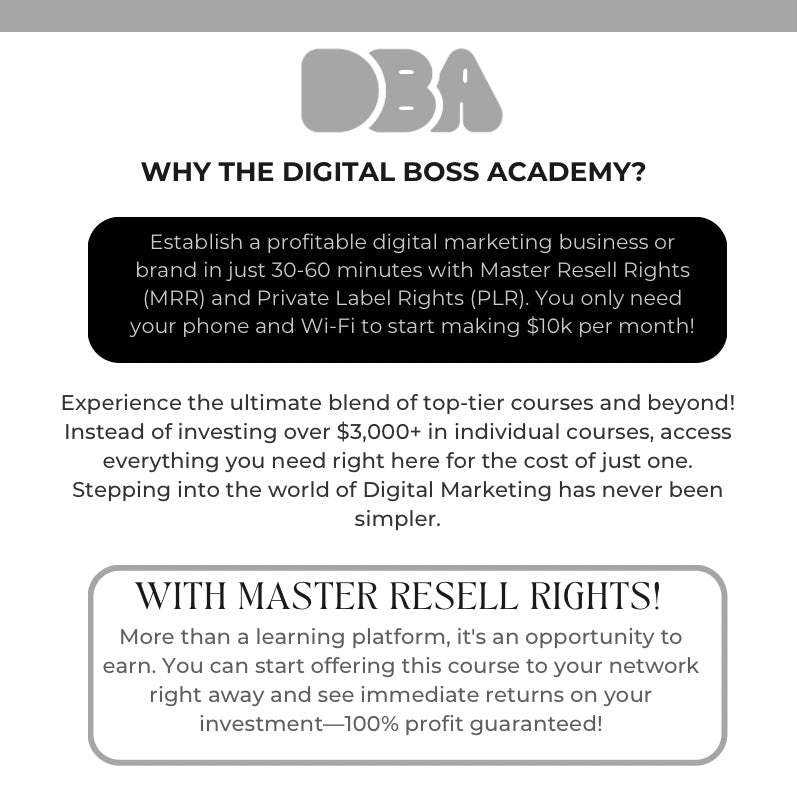 Digital Boss Academy V.1 & V.2 (w/ Master Resell Rights)